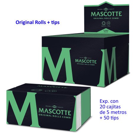 Papel de liar Mascotte Original Rolls + tips Expositor con 20 cajitas...