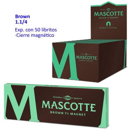 Papel de liar Mascotte Brown 1.1/4 magnético Expositor con 50 libritos