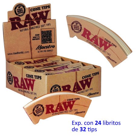 Raw Cone tips Maestro Expositor de 24 libritos con 32 tips
