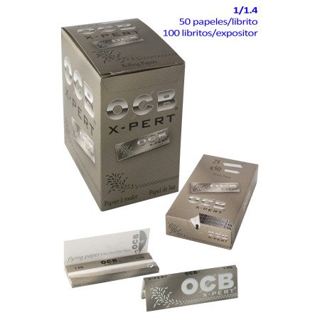 OCB X-Pert gris expositor con 100 libritos de papel de liar