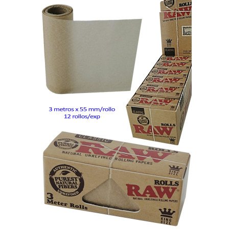 Raw Rolls Expositor con 12 ROLLS de 55 mm x 3 m