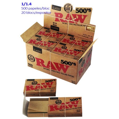 Raw 500 Expositor con 20 libritos de 1 1/4