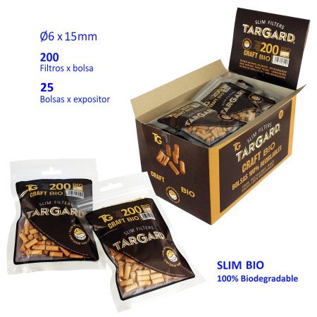 200  filtros  Slim  BIO  CRAFT  6  mm.  TarGard  Exp.  con  25  bolsas