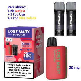 PROMO BUNDLE Kit Watermelon 20 mg. Lost Mary TAPPO PRO + POD Grape...