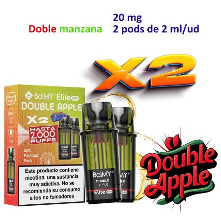 Double Apple 20 mg. BALMY ÉLITE PRO 2 Pod recarga