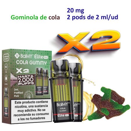 Cola gummy 20 mg. BALMY ÉLITE PRO 2 Pod recarga