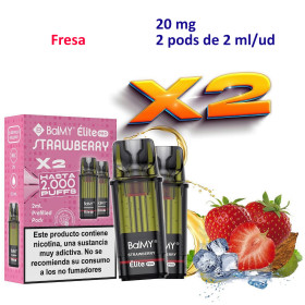 Strawberry 20 mg. BALMY ÉLITE PRO 2 Pods recarga