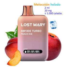 Peach Ice 20 mg. Lost Mary BM1000 TURBO Vaper desechable