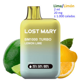 Lemon Lime 20 mg. Lost Mary BM1000 TURBO Vaper desechable