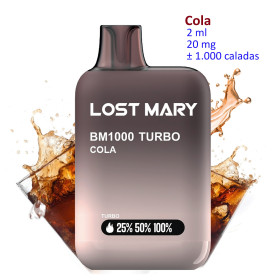 Cola 20 mg. Lost Mary BM1000 TURBO Vaper desechable