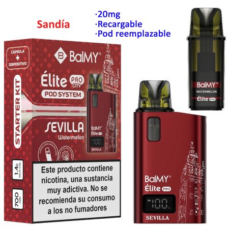 Kit Watermelon 20 mg. BALMY ÉLITE PRO SEVILLA EDITION RED recargable