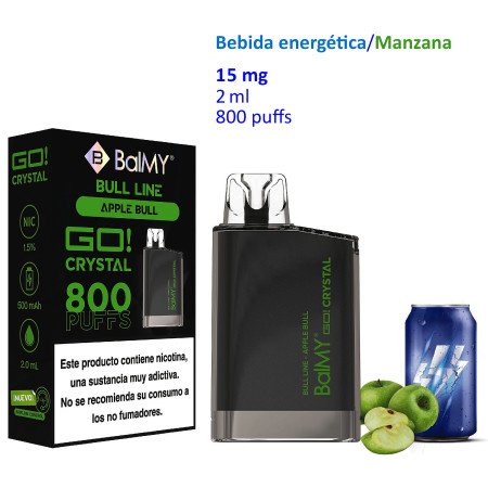 Apple Bull 15 mg. BALMY GO CRYSTAL Vaper desechable