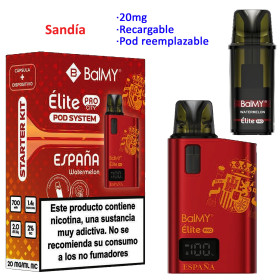 Kit ESPAÑA EDITION Watermelon 20 mg. BALMY ÉLITE PRO recargable