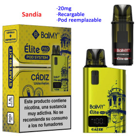 Kit CADIZ EDITION Watermelon 20 mg. BALMY ÉLITE PRO recargable