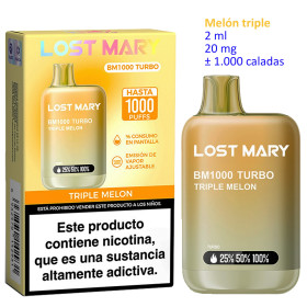 Triple Melon 20 mg. Lost Mary BM1000 TURBO Vaper desechable