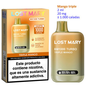 Triple Mango 20 mg. Lost Mary BM1000 TURBO Vaper desechable