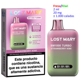 Strawberry Kiwi 20 mg. Lost Mary BM1000 TURBO Vaper desechable