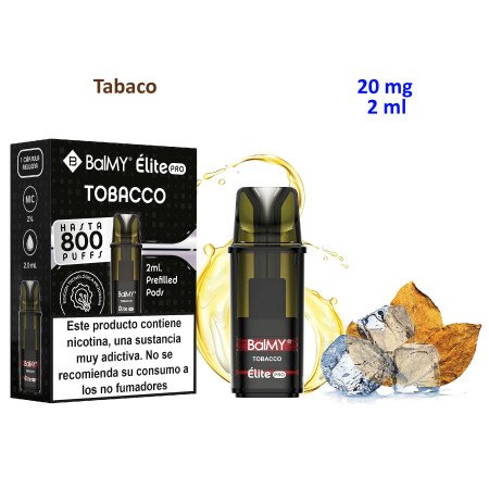 Tobacco 20 mg. BALMY ÉLITE PRO Pod recarga
