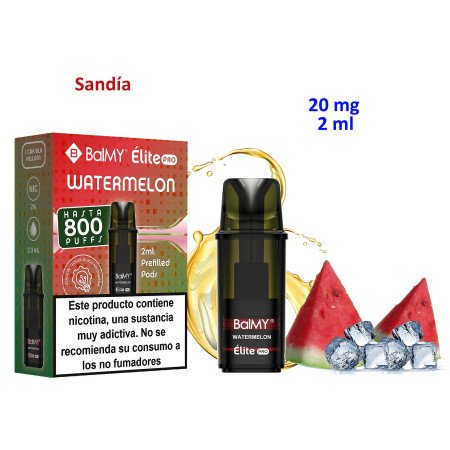 Watermelon 20 mg. BALMY ÉLITE PRO Pod recarga