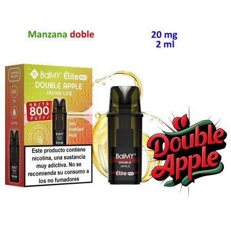 Double Apple - Shisha Line 20 mg. BALMY ÉLITE PRO Pod recarga
