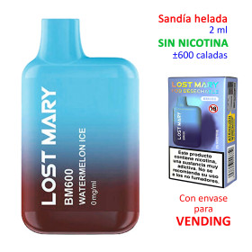 Watermelon Ice 0 mg. Elfbar Lost Mary 600 VENDING Vaper desechable