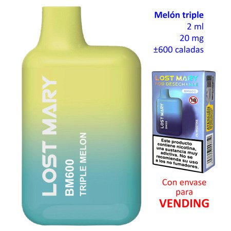 Triple Melon 20 mg. Elfbar Lost Mary 600 VENDING Vaper desechable