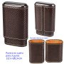 Purera en cuero marrón para 3 puros