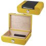 Humidor amarillo/carbono para 20-25 cigarros con humidificador de...