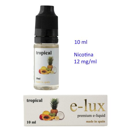 e-liquid Tropical 12 mg. envase con 10 ml. e-lux
