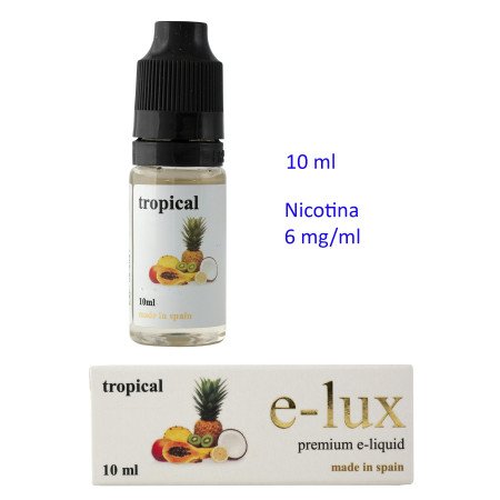 e-liquid Tropical 6 mg. envase con 10 ml. e-lux