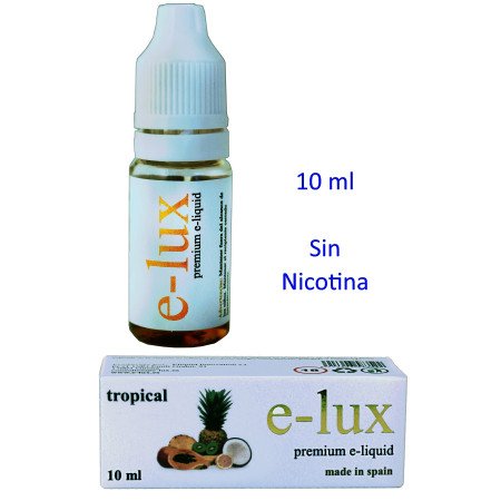 e-liquid Tropical 0 mg. envase con 10 ml. e-lux