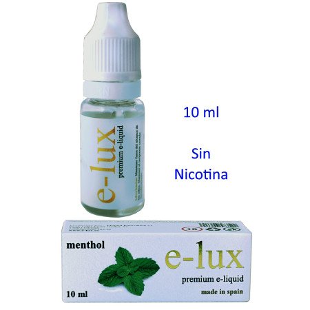 e-liquid Menthol 0 mg. envase con 10 ml. e-lux