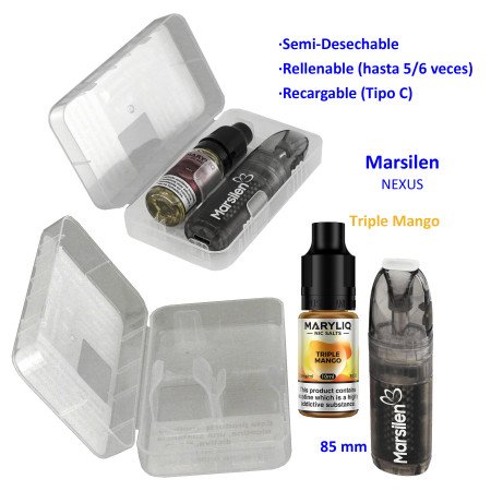 Pack vaper NEXUS + bote 20 mg. Triple Mango MARYLIQ Sales de nicotina