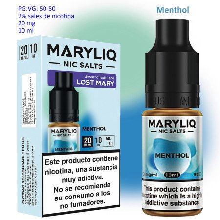 20 mg. Menthol MARYLIQ Sales de nicotina