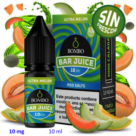 10ml 10 mg. Ultra Melon Sin Frescor Sales de nicotina Bar Juice by Bombo