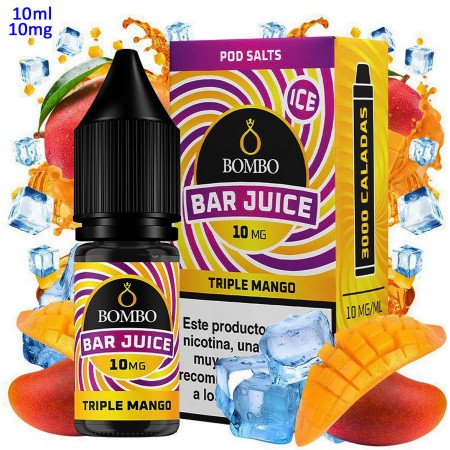 10ml 10 mg. Triple Mango Ice Sales de nicotina Bar Juice by Bombo