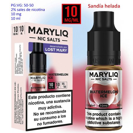 10 mg.Watermelon Ice MARYLIQ Sales de nicotina 10 ml.