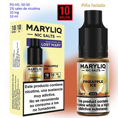 10 mg. Pineapple Ice MARYLIQ Sales de nicotina 10 ml.