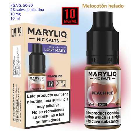 10 mg. Peach Ice MARYLIQ Sales de nicotina 10 ml.
