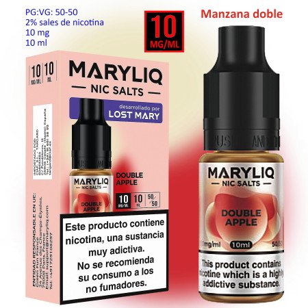 10 mg. Double Apple MARYLIQ Sales de nicotina 10 ml.