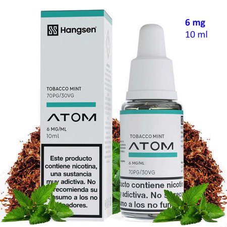 e-liquid Tobacco Mint 6 mg. Hangsen Atom envase con 10 ml.