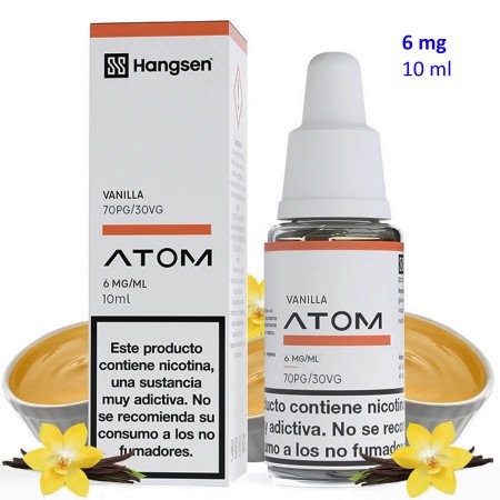 e-liquid Vanilla 6 mg. Hangsen Atom envase con 10 ml.
