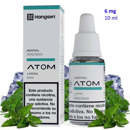 e-liquid Menthol 6 mg. Hangsen Atom envase con 10 ml.