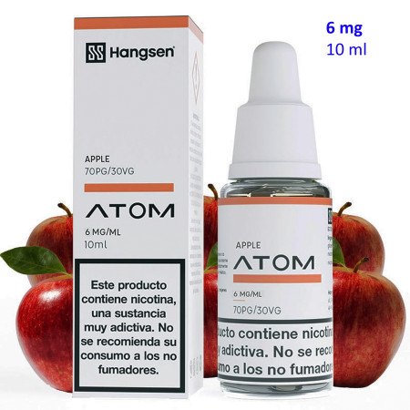 e-liquid Apple 6 mg. Hangsen Atom envase con 10 ml.