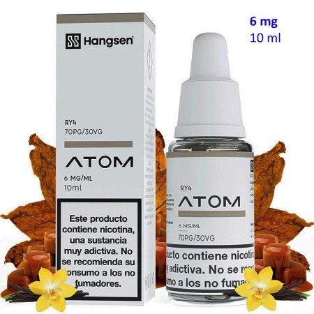e-liquid RY4 6 mg. Hangsen Atom envase con 10 ml.