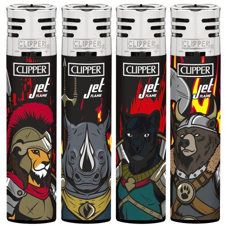Clipper WARRIOR ANIMALS Expositor con 48 encendedores