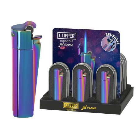 Clipper JET FLAME piedra ICY Expositor con 12 encendedores