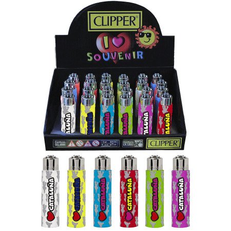 Exp. 24 encendedores c/ funda silicona CATALUÑA Clipper