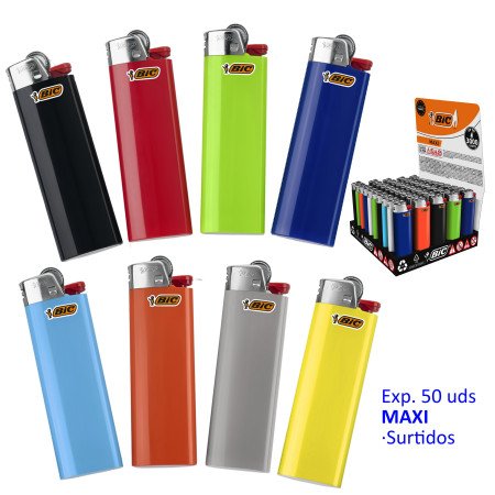 Expositor con 50 encendedores BIC Maxi Colores opacos surtidos