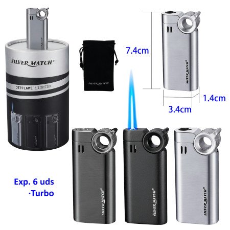 Expositor con 6 encendedores turbo Silver Match Ljubljana